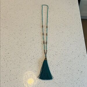 Elegant Teal Tassel Necklace